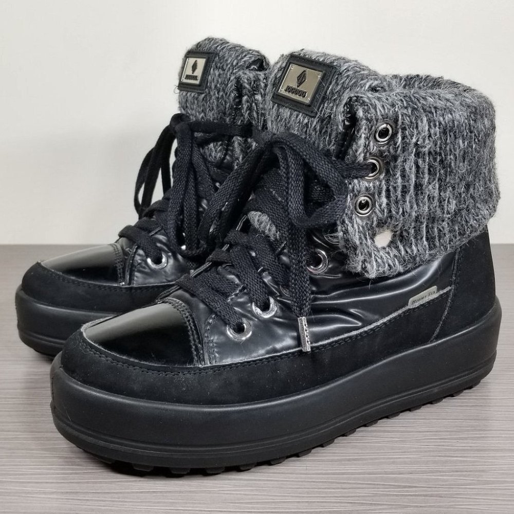 Jog Dog Val Louron Foldover Waterproof Boot, Black, Womens Size 6 / 36